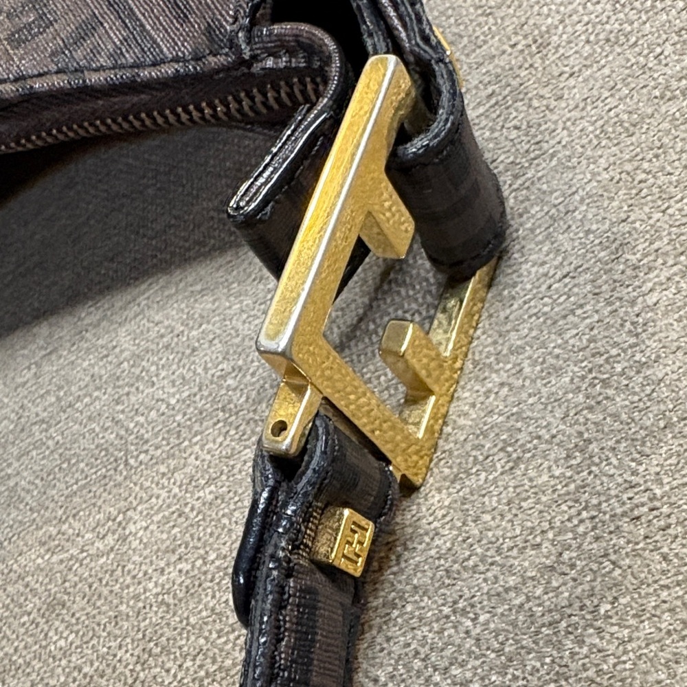 Authentic Fendi Dark Brown Zucchino FF Logo Hobo Bag with Gold-Tone Accents - Picture 11 of 15